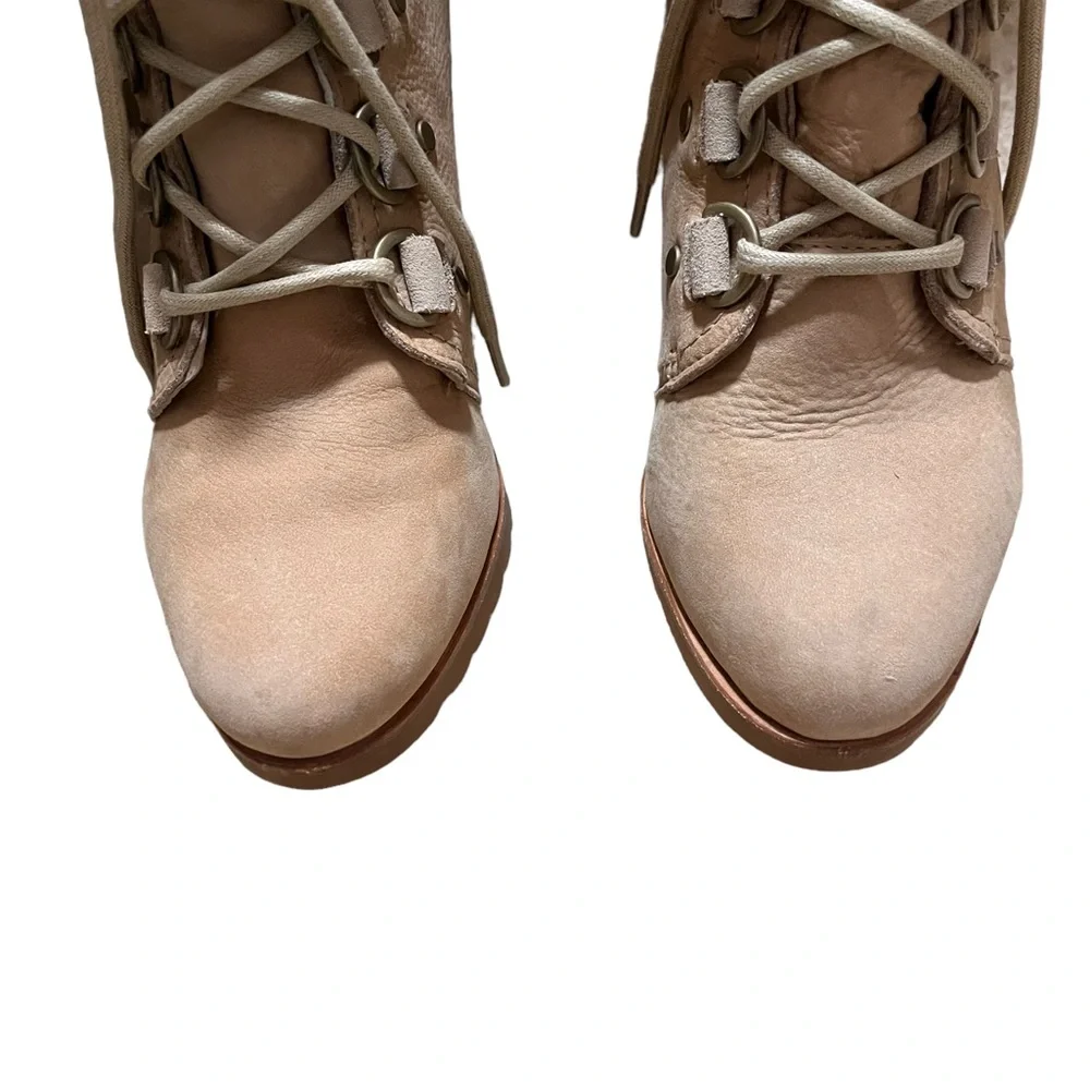 Sorel After Hours Lace Up Shearling Wedge Boots Sz. 7